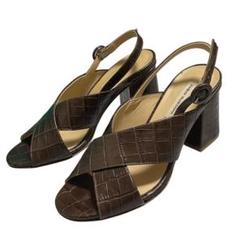 美品 ファビオルスコーニ クロスサンダル クロコ オールレザー バックストラップ