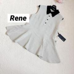 新品】Reneルネ リネンライク ノースリーブトップス ペプラム 襟