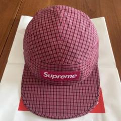 Supreme】クラシックロゴフランネル素材チェック柄キャップ 赤×黒