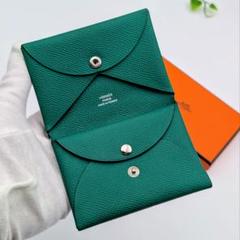 エルメス カルヴィ デュオ エプソン グリーン シルバー金具 Z刻印 箱 エルメス カルヴィ デュオ エプソン グリーン シルバー金具 Z