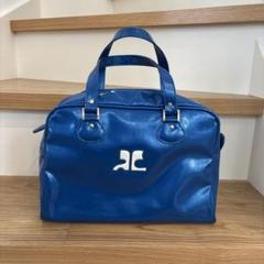 【7/19限定価格】美品 クレージュ ミニボストン型 エナメルバッグ 青