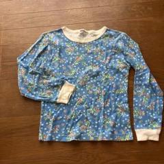 花柄 長袖カットソー 青色