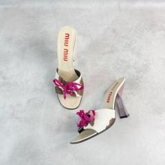 Vintage Miu Miu Cowhide Bow Mules