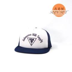 90s 美品 ビンテージ メッシュ キャップ 企業 プリント ロゴ ネイビー