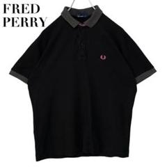 FRED PERRY フレッドペリー ポロシャツ 刺繍 月桂樹ロゴ 黒 L 半袖