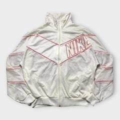 90s NIKE トラックジャケット 刺繍ロゴ メッシュ ホワイト 銀タグ
