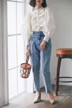 セブンテンバイミホカワヒト ピンタックキャロットデニムパンツ(ブルー) XS新品 ピンタックキャロットデニムパンツ(ブルー) - seventen