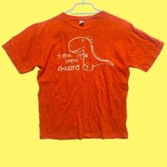 アンビル　ティーレックス　恐竜イラスト入り半袖Tシャツ　オレンジ　youthXL