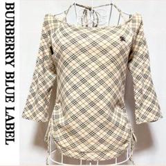 【希少 超美品 匿名発送】バーバリー ブルーレーベル トップス シースルー 38 美品 バーバリー ブルーレーベル カットソー ノバチェック