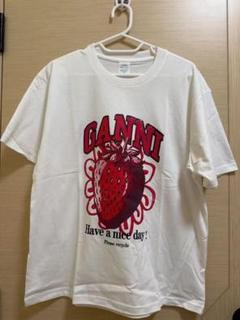 GANNI ファッション イチゴパターンプリント ガニー コットン 半袖Tシャツ GANNI ファッション イチゴパターンプリント ガニー コットン