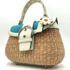 COACH コーチ ハンドバッグ ストローバッグ カゴバッグ 8157 レザー 美品 COACH コーチ ストロー レザー カゴバッグ ハンドバッグ