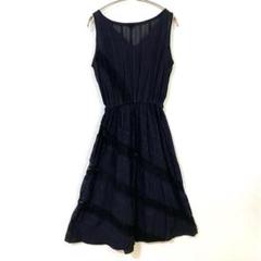 【恵】ノースリーブワンピース ウエストゴム Vネック レース 透け感有 F