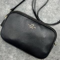 極美品 コーチ カメラバッグ ショルダーバッグ クロスボディ Wファスナー 黒