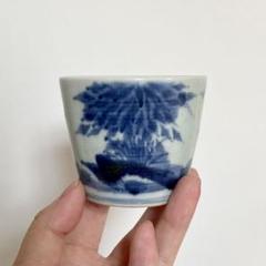 伊万里蕎麦猪口　 撫子文様　明治から江戸時代　2個セット 古伊万里 蕎麦猪口 江戸時代中期 染付 松竹梅三友文 そば猪口