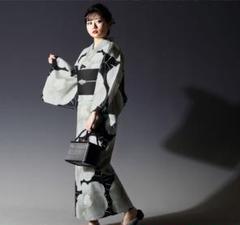 浴衣 2点セット モダン レディース 古典 椿 黒 白 生成り アイボリー 浴衣 2点セット モダン レディース 古典 椿 黒 白 生成り