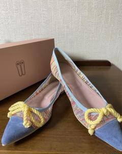 美品 Pretty Ballerinas リボン付きフラットシューズ CLEMENTINE galassia backribbon（クレメンタイン ガラシア