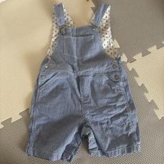 美品✨プチバトー　青と白のストライプオーバーオール