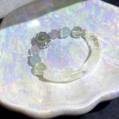 天然石　シトリン　ハーフバングル　ブレスレット　虹入り