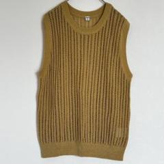 UNIQLO メッシュ編み ノースリーブニット マスタード