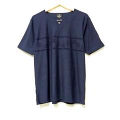 LANVIN COLLECTION パイルロゴジャカードヘンリーTシャツ L 紺