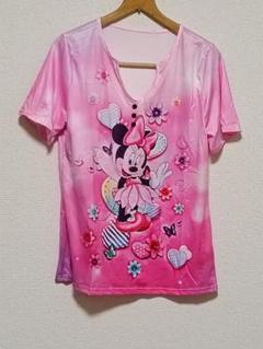 ミニーマウス プリント ピンク Tシャツ夏