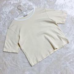 リノルーセ ＊ トップス 半袖 Tシャツ アイボリー 配色 ショート丈 (L)