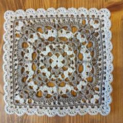 レース編み ドイリー スクエア 花瓶敷き ハンドメイド 手編み ナチュラル