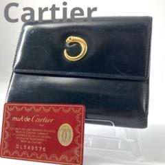 良品✨カルティエ パンテール ゴールド金具 パンサー エナメル 三つ折り財布 黒