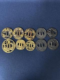 鍔　まとめ　10点　刀装具　金彩　象嵌　金属製　時代　旧家　蔵出　骨董品 鍔 まとめ 10点 刀装具 金彩 象嵌 金属製 時代 旧家 蔵出 骨董品