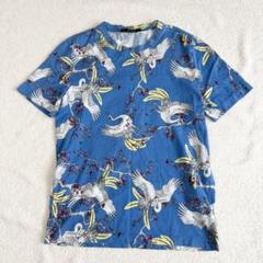 良品 サイズM ルイヴィトン 鶴柄 半袖Tシャツ 青 イタリア製 綿