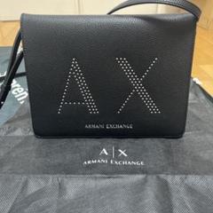 美品Armani Exchange スタッズ　ブラックショルダーバッグ