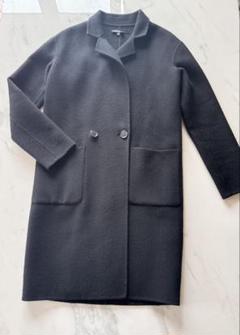 カシミヤ ノーカラー S 青 ブルー NEW DIVIDE LUXE
