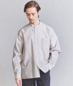 【美品・タグ有】BEAUTY&YOUTH コットンナイロン バンドカラー シャツ