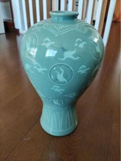 高麗青磁　鮮棒　花瓶　鶴　花器　壺　華道具　茶道具 高麗青磁 鮮棒 花瓶 鶴 花器 壺 華道具 茶道具 - メルカリ