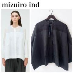 《新品25SS》 mizuiro ind スタンドカラーシアーシャツ グレー F