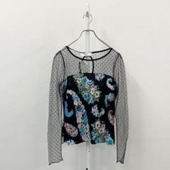 美品　Blugirl Blumarine ブルーガール　シルク　ブラウス　半袖 美品 ブルーガール blugirl 総レースブラウス 白 38 M相当 刺繍