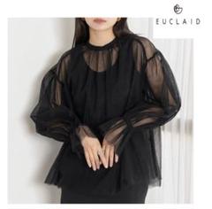 ❁ EUCLAID エウクレイド ボリュームチュールブラウス ブラック