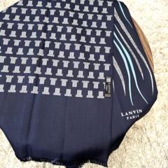 ✨希少✨新品未使用品✨LANVIN ランバン スカーフ ネイビー 総柄 シルク