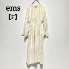 ems【F】花柄ワンピース ウエストマークワンピース フレアスリーブ