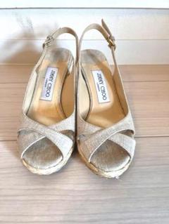 JIMMY CHOO ジミーチュウ サンダル ベージュ 麻 34 21cm