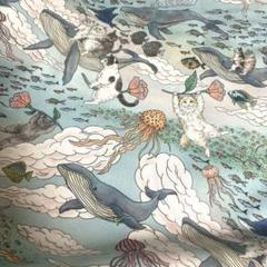 おとぎの国の猫と仲間たち　KOKKA 110×100 猫　クジラ　海　絵本　生地