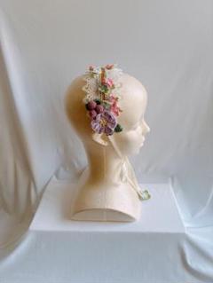 レースのお花と木の実のモチーフヘッドドレス