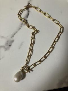 ゴールドチェーンパールネックレス