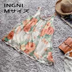 INGNI イング M キャミソール タンクトップ 花柄 レース 透けシフォン