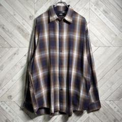 ●【美品】AZUL by moussy，オンブレ，長袖シャツ，シャドーチェック