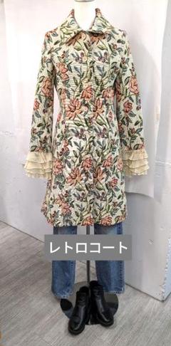 【希少】 &ellecy トレンチコート ロングコート 総柄 花柄 美品 希少】 &ellecy トレンチコート ロングコート 総柄 花柄 美品