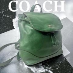 希少美品✨ COACH コーチ リュックサック オールレザー 緑 チェーン 希少美品✨ COACH コーチ リュックサック オールレザー 緑