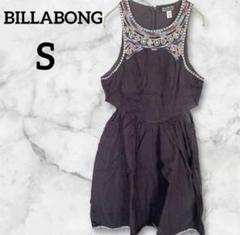 美品✨BILLABONG【S】 ノースリーブミニワンピース 刺繍 黒 リゾート服