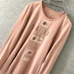 PINK HOUSE ワッペン ロングTシャツ オーバーサイズ ピンク L