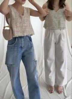 pois ツイードベスト　tweed vest ジレ　トップス pois ツイードベスト tweed vest ジレ トップス - メルカリ